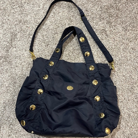 NEST designer diaper Bag with Gold Accents Navy inside pockets totes - Picture 1 of 8